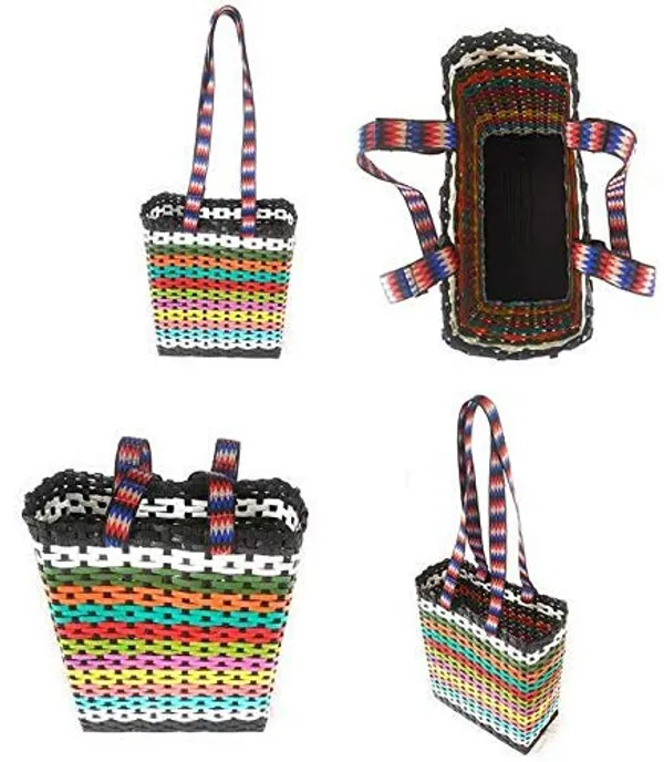 Sonas_Creation_PAPERUS_Unisex_Small_Multi-Color_Carry_Bag,_Shopping_Bag,_Handbag_for_Lunchbox_Tiffin,_Water_Bottles,_Eco-Friendly_Handmade_of_Paper_Ropes,_Height_11,_Length_10,_5_inch_Wide_Base
