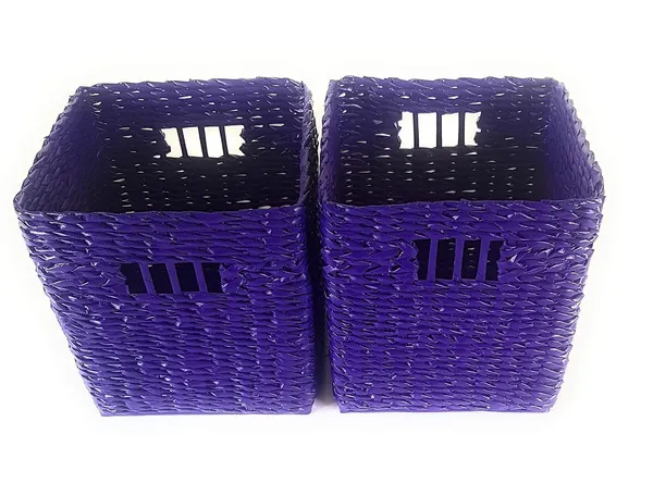Sonas_Creation_PAPERUS_Set_of_Two_New_Multipurpose_Storage_Basket/Organizer_for,_Water_Bottles,_Toys,_Linen,_Small_Bed-Sheets,_Newspapers_or_Magazines_(Size:_Medium,_9"X9"X10")_Colour:_Mauve