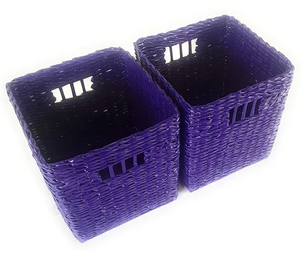 Sonas_Creation_PAPERUS_Set_of_Two_New_Multipurpose_Storage_Basket/Organizer_for,_Water_Bottles,_Toys,_Linen,_Small_Bed-Sheets,_Newspapers_or_Magazines_(Size:_Medium,_9"X9"X10")_Colour:_Mauve