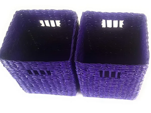 Sonas_Creation_PAPERUS_Set_of_Two_New_Multipurpose_Storage_Basket/Organizer_for,_Water_Bottles,_Toys,_Linen,_Small_Bed-Sheets,_Newspapers_or_Magazines_(Size:_Medium,_9"X9"X10")_Colour:_Mauve