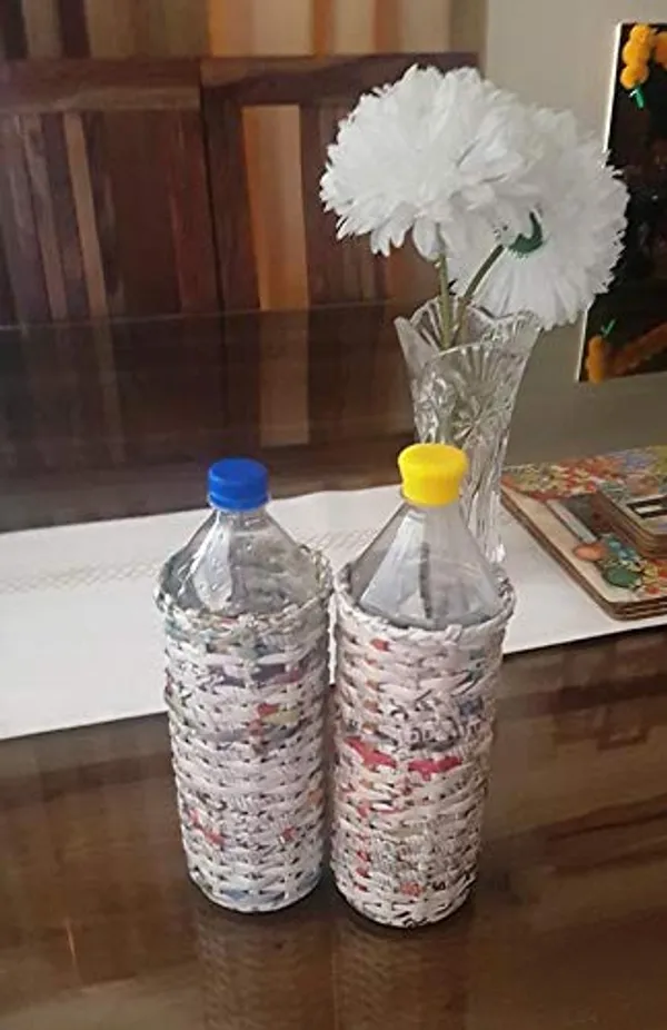 Sonas_Creation_Paperus_1_Liter_Set_of_2,_Water_Bottle_Holder,_Wine_Bottle_Holder,_Bottle_Case,_8.5_inches_Tall_&_4_inches_at_Base,_Eco-Friendly,_Handmade,_of_Paper_Ropes