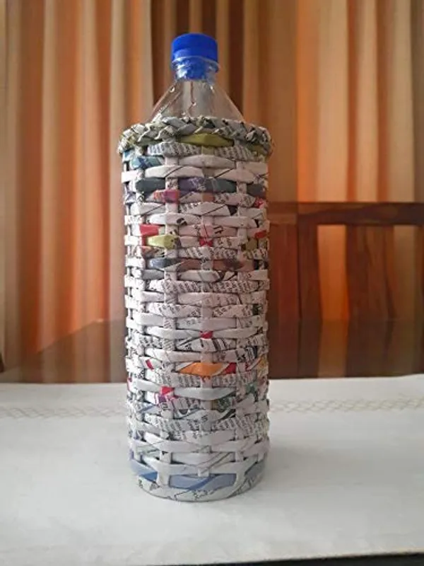 Sonas_Creation_Paperus_1_Liter,_Water_Bottle_Holder,_Wine_Bottle_Holder,_Bottle_Case,_8.5_inches_Tall_&_4_inches_at_Base,_Eco-Friendly,_Handmade,_of_Paper_Ropes