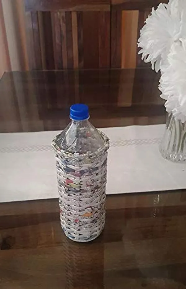 Sonas_Creation_Paperus_1_Liter,_Water_Bottle_Holder,_Wine_Bottle_Holder,_Bottle_Case,_8.5_inches_Tall_&_4_inches_at_Base,_Eco-Friendly,_Handmade,_of_Paper_Ropes