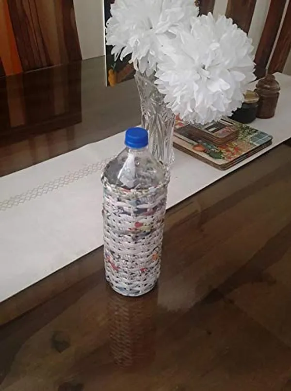 Sonas_Creation_Paperus_1_Liter,_Water_Bottle_Holder,_Wine_Bottle_Holder,_Bottle_Case,_8.5_inches_Tall_&_4_inches_at_Base,_Eco-Friendly,_Handmade,_of_Paper_Ropes