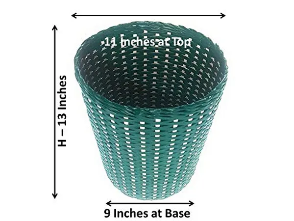 Sonas_Creation_Paperus_Small,_Laundry_Basket,_Laundry_Hamper,_Toys_Storage_Basket,_Dark_Green_with_White)_25_Liters,_13_Inches_Tall,_Eco_Friendly,_Handmade,_of_Paper_Ropes