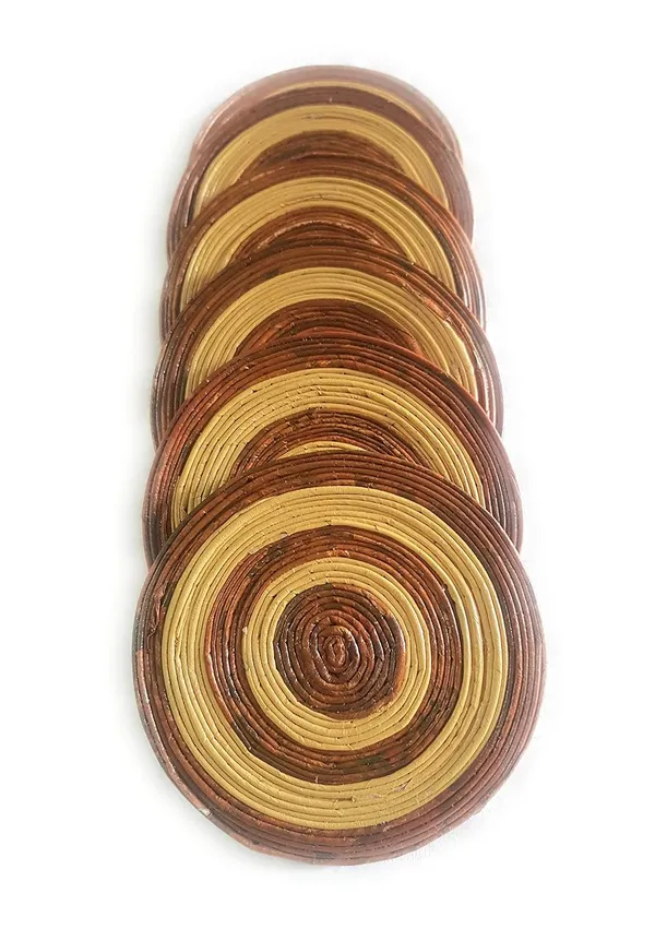 Sonas_Creation_Paperus,_Brown_&_Beige,_Set_of_6_Round_Coasters,_Coasters_for_Dining_Table,_Glass_&_Cups,_4_Inch_Diameter,_Eco_Friendly,_Handmade,_of_Paper_Ropes