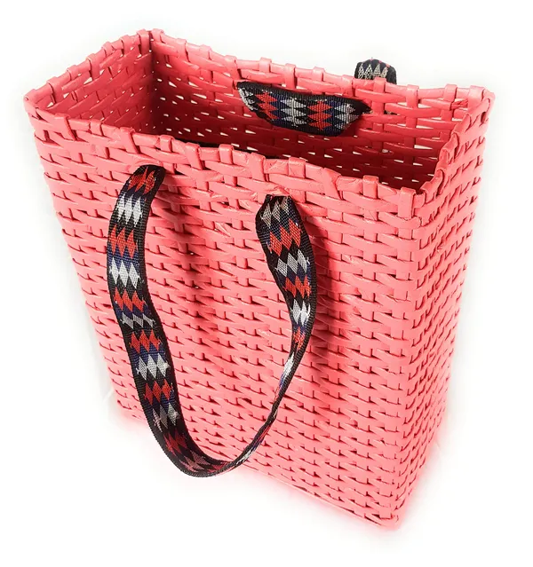 PAPERUS_Unisex_Customizable_Peach_Carry_Bag_Shopping_Bag_Handbag_for_Carrying_Lunchbox_Tiffin_Water_Bottles_Eco-Friendly_Handmade_of_Paper_Ropes_Size_in_Inches_H_11_X_10_L_&_5_wide_base