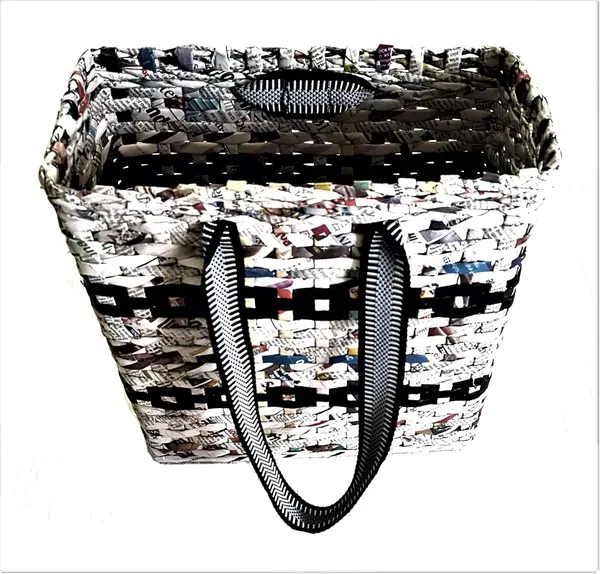 Sonas_Creation_Paperus,_Unisex_Natural_Black_Stripes,_SMALL,_Carry_Bag,_Shopping_Bag,_Hand_Bag_for_Lunchbox,_Tiffin,_Water_Bottles_Eco-Friendly_Handmade_of_Paper_Ropes_Size_in_Inches_H_11_X_L_10_X_B_5