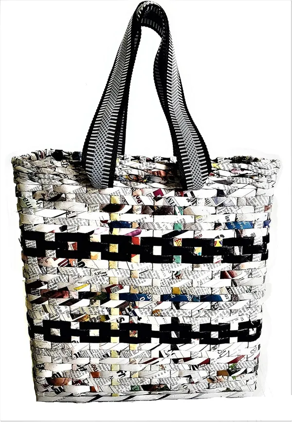 Sonas_Creation_Paperus,_Unisex_Natural_Black_Stripes,_SMALL,_Carry_Bag,_Shopping_Bag,_Hand_Bag_for_Lunchbox,_Tiffin,_Water_Bottles_Eco-Friendly_Handmade_of_Paper_Ropes_Size_in_Inches_H_11_X_L_10_X_B_5