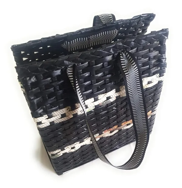 Sonas_Creation_PAPERUS_Unisex_Customizable_Black_With_Natural_Stripes_Carry_Shopping_Hand_Bag_for_Lunchbox_Tiffin_Water_Bottles_Eco-Friendly_Handmade_of_Paper_Ropes_Size_in_Inches_H_11_X_L_10_X_B_5