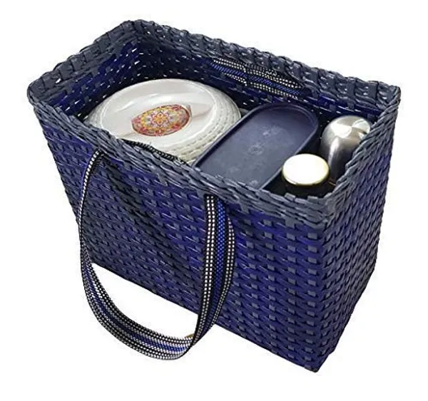 Paperus_Sonas_Creation,_Unisex,_Blue_&_Grey,_Large_Lunch_Bag_for_Office,_Tiffin_Basket,_Picnic_Basket,_Shopping_Bag,_Handbag,_Eco-Friendly,_Handmade_of_Paper_Ropes_Size_in_Inches_Ht.11_X_Lth14_X_B7