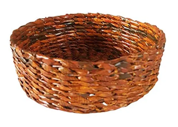 Sonas_Creation_Paperus_Honey_Brown_Round_Storage_Basket,_Shelf_Basket,_Vegetables,_Fruit_Basket,_Tray,_Sagan,_Accessories_9.5_Inch_Diameter_3.5_Inch_Height_Eco-Friendly_Handmade_of_Paper_Ropes