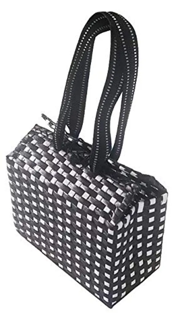 Sonas_Creation_PAPERUS_Unisex_Customizable_Black_&_White_Check_Carry_Shopping_Hand_Bag_for_Lunchbox_Tiffin_Water_Bottles_Eco-Friendly_Handmade_of_Paper_Ropes_Size_in_Inches_Height_11_X_L_10_X_B_5