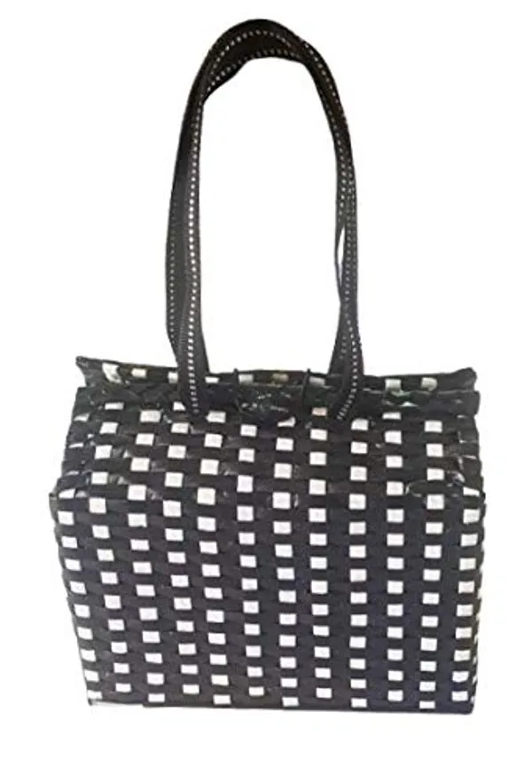 Sonas_Creation_PAPERUS_Unisex_Customizable_Black_&_White_Check_Carry_Shopping_Hand_Bag_for_Lunchbox_Tiffin_Water_Bottles_Eco-Friendly_Handmade_of_Paper_Ropes_Size_in_Inches_Height_11_X_L_10_X_B_5