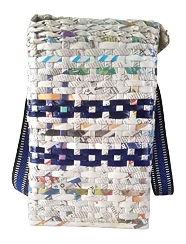 Sonas_Creation_Paperus,_Large,_Lunch_Bag_with_Lid,_Picnic_Basket_with_Cover,_Tiffin_Basket_for_Office,_Eco-Friendly,_Handmade,_of_Paper_Ropes,_Ht._11,_LTH._14,_Base_7_inch_(Natural_with_Blue_Stripes)