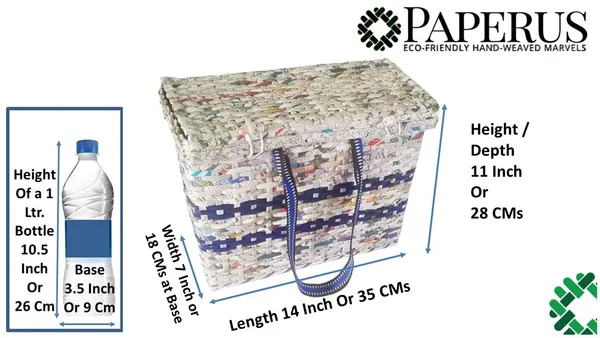 Sonas_Creation_Paperus,_Large,_Lunch_Bag_with_Lid,_Picnic_Basket_with_Cover,_Tiffin_Basket_for_Office,_Eco-Friendly,_Handmade,_of_Paper_Ropes,_Ht._11,_LTH._14,_Base_7_inch_(Natural_with_Blue_Stripes)