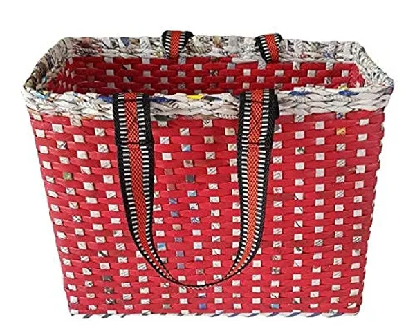 Sonas_Creation_Paperus,_Large,_Red,_Picnic_Basket,_Lunch_Bag_for_Office,_Shopping_Bag,_Big_Tiffin_Basket,_Carry_Bag,_Eco-Friendly,_Handmade,_of_Paper_Ropes_11_in_Tall_14_in_Length_7_in_Wide_Base