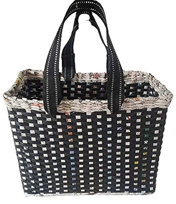 Sonas_Creation_Paperus,_Large,_Lunch_Bag,_Picnic_Basket,_Carry_Bag,_Tiffin_Basket_for_Office,_Eco-Friendly,_Handmade,_of_Paper_Ropes_11_in_Tall_14_in_Length_7_in_Wide_Base_(Black)