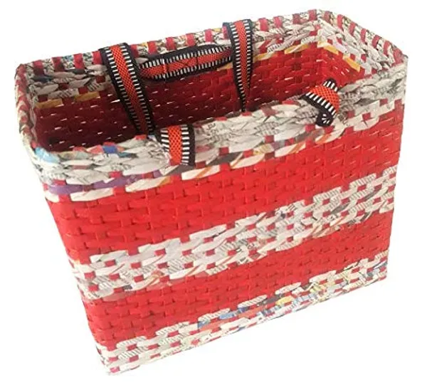 Sonas_Creation_Paperus,_Large,_Red,_Picnic_Basket,_Lunch_Bag_for_Office,_Shopping_Bag,_Big_Tiffin_Basket,_Carry_Bag,_Eco-Friendly,_Handmade,_of_Paper_Ropes_11_in_Tall_14_in_Length_7_in_Wide_Base