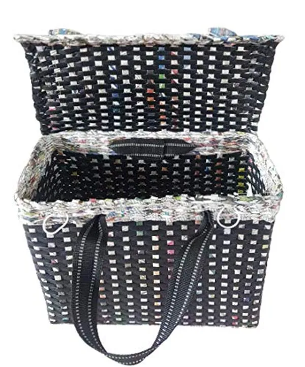 Sonas_Creation_PAPERUS_Large_Carry_Bag_with_Lid/Cover,_Picnic_Basket,_Lunch_Bag,_Tiffin_Basket,_Handbag_for_Lunch_Box,_Water_Bottle,_Eco-Friendly_Handmade_of_Paper_Ropes_H_11,_L_14,_B_7_Inch_(Black)