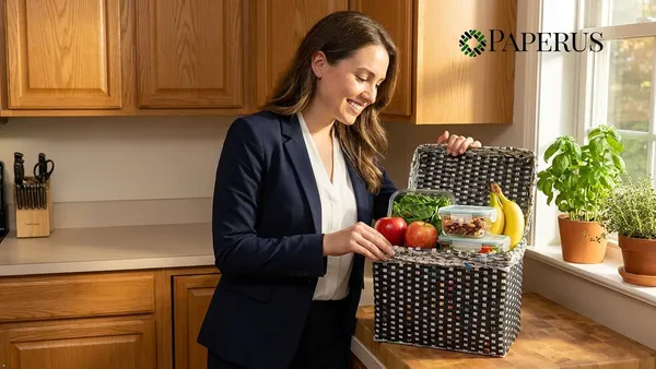 Sonas_Creation_PAPERUS_Large_Carry_Bag_with_Lid/Cover,_Picnic_Basket,_Lunch_Bag,_Tiffin_Basket,_Handbag_for_Lunch_Box,_Water_Bottle,_Eco-Friendly_Handmade_of_Paper_Ropes_H_11,_L_14,_B_7_Inch_(Black)