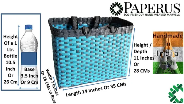 _Paperus,_Sky_Blue_&_Grey_Lunch_Bag_for_Office,_Tiffin_Basket,_Picnic_Basket,_Handbag_for_Lunch_Box,_Eco-friendly,_Handmade,_of_Paper_Ropes_Large_Size_Ht._11,_L_14,_7_inch_Wide_Base