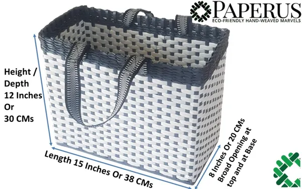 _Paperus,_Extra_Large,_XL,_White_Grey,_Lunch_Bag,_Tiffin_Basket_for_Office,_Big_Picnic_Basket,_Travel_Bag,_Handbag,_Eco-Friendly,_Handmade_of_Paper_Ropes,_in_Inch_H_12,_L15,_B_8