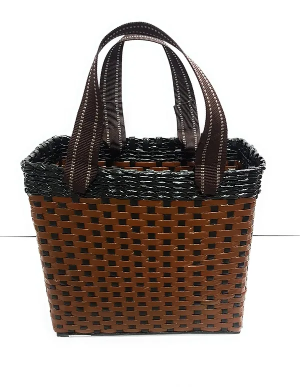 Sonas_Creation_Paperus_Re-usable_Small_Light_&_Dark_Brown_Carry_Bag,_Shopping_Bag,_Tiffin_Basket,_Lunch_Basket,_Eco-Friendly,_Handmade,_of_Paper_Ropes_11_in_Tall_10_in_Length_5_in_Wide_Base