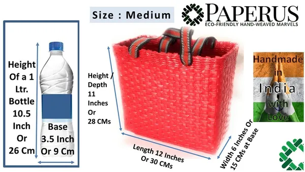 _Paperus,_Medium,_Red,_Lunch_Bag,_Tiffin_Basket_for_Office,_Handbag,_Carry_Bag,_Travel_Bag,_Eco-Friendly,_Handmade,_of_Paper_Ropes,_in_Inches_11_Height,_12_Length_&_6_Wide_Base