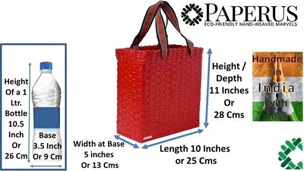 _Paperus,_Medium,_Red,_Lunch_Bag,_Tiffin_Basket_for_Office,_Handbag,_Carry_Bag,_Travel_Bag,_Eco-Friendly,_Handmade,_of_Paper_Ropes,_in_Inches_11_Height,_12_Length_&_6_Wide_Base