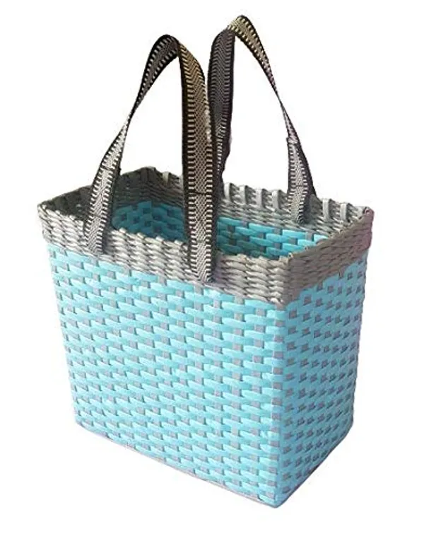 Sonas_Creation_Paperus,_Small,_Sky_Blue_&_Grey,_Carry_Bag,_Handbag,_Tiffin_Basket,_Lunch_Bag_for_Office,_Rectangular,_Eco-Friendly,_Handmade_of_Paper_Ropes,_in_Inch_11_H,_10_L,_5_Wide_Base,_10_Liter
