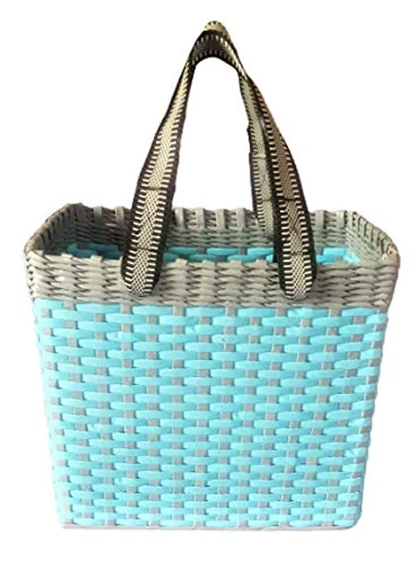 Sonas_Creation_Paperus,_Small,_Sky_Blue_&_Grey,_Carry_Bag,_Handbag,_Tiffin_Basket,_Lunch_Bag_for_Office,_Rectangular,_Eco-Friendly,_Handmade_of_Paper_Ropes,_in_Inch_11_H,_10_L,_5_Wide_Base,_10_Liter