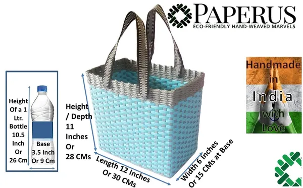 Sonas_Creation_Paperus,_Small,_Sky_Blue_&_Grey,_Carry_Bag,_Handbag,_Tiffin_Basket,_Lunch_Bag_for_Office,_Rectangular,_Eco-Friendly,_Handmade_of_Paper_Ropes,_in_Inch_11_H,_10_L,_5_Wide_Base,_10_Liter