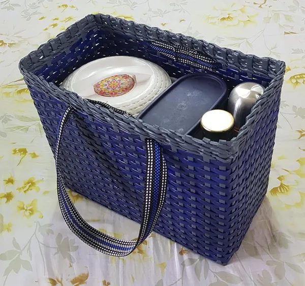 _Paperus,_Extra_Large,_XL,_Blue_Grey,_Lunch_Bag,_Tiffin_Basket,_Big_Picnic_Basket,_Travel_Bag,_Handbag,_Eco-Friendly,_Handmade_of_Paper_Ropes,_in_Inch_Height_12,_Length_15,_Width_8