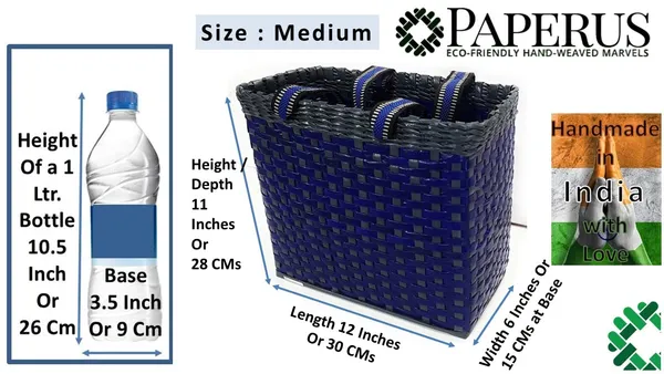 _Paperus,_Medium,_Blue_Grey_Lunch_Bag,_Picnic_Basket,_Carry_Bag,_Handbag,_Tiffin_Basket_for_Office;_Rectangular,_Eco-Friendly,_Handmade,_of_Paper_Ropes,_in_Inch_11_H,_12_L,_6_Wide_Base