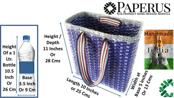 _Paperus,_Small_Blue_&_Grey,_Lunch_Bag,_Carry_Bag,_Handbag,_Tiffin_Basket,_Eco-Friendly,_Handmade,_of_Paper_Ropes_11_in_Tall_10_in_Length_5_in_Wide_Base