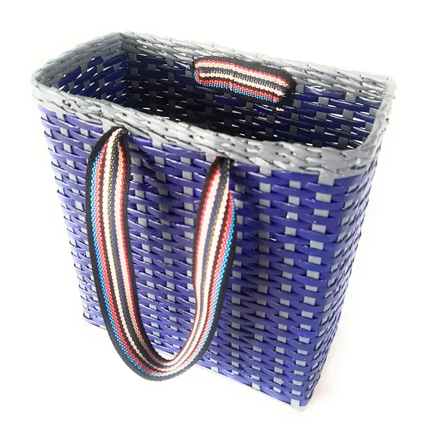 _Paperus,_Small_Blue_&_Grey,_Lunch_Bag,_Carry_Bag,_Handbag,_Tiffin_Basket,_Eco-Friendly,_Handmade,_of_Paper_Ropes_11_in_Tall_10_in_Length_5_in_Wide_Base