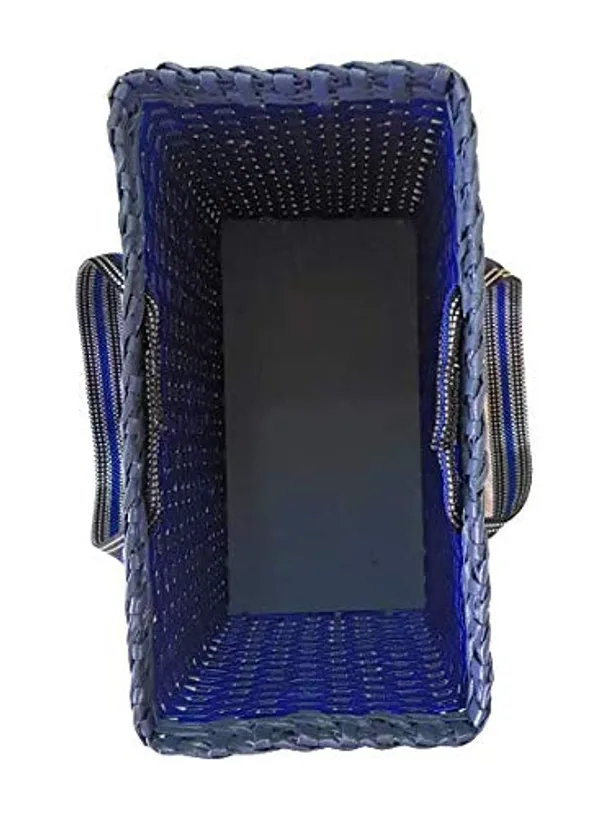 Sonas_Creation_Paperus,_Small_Blue_&_Grey,_Lunch_Bag,_Carry_Bag,_Handbag,_Tiffin_Basket,_Eco-Friendly,_Handmade,_of_Paper_Ropes_11_in_Tall_10_in_Length_5_in_Wide_Base