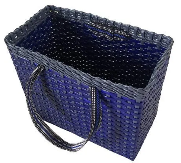 Sonas_Creation_Paperus,_Small_Blue_&_Grey,_Lunch_Bag,_Carry_Bag,_Handbag,_Tiffin_Basket,_Eco-Friendly,_Handmade,_of_Paper_Ropes_11_in_Tall_10_in_Length_5_in_Wide_Base