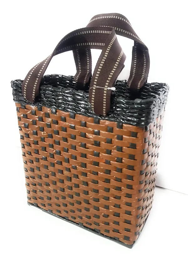 _Paperus_Re-usable_Small_Light_&_Dark_Brown_Carry_Bag,_Shopping_Bag,_Tiffin_Basket,_Lunch_Basket,_Eco-Friendly,_Handmade,_of_Paper_Ropes_11_in_Tall_10_in_Length_5_in_Wide_Base