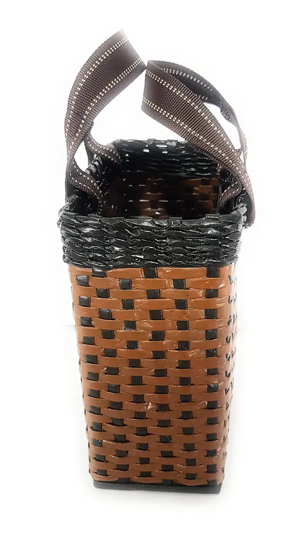 _Paperus_Re-usable_Small_Light_&_Dark_Brown_Carry_Bag,_Shopping_Bag,_Tiffin_Basket,_Lunch_Basket,_Eco-Friendly,_Handmade,_of_Paper_Ropes_11_in_Tall_10_in_Length_5_in_Wide_Base