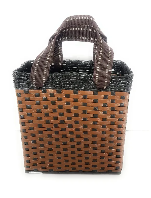 _Paperus_Re-usable_Small_Light_&_Dark_Brown_Carry_Bag,_Shopping_Bag,_Tiffin_Basket,_Lunch_Basket,_Eco-Friendly,_Handmade,_of_Paper_Ropes_11_in_Tall_10_in_Length_5_in_Wide_Base