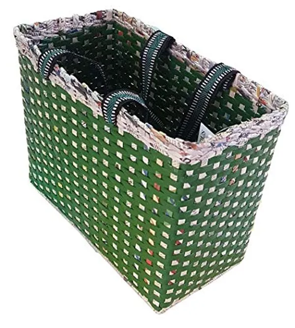 _Paperus,_Large,_Lunch_Bag,_Picnic_Basket,_Carry_Bag,_Handbag,_Tiffin_Basket_for_Office;_Rectangular,_Eco-Friendly,_Handmade,_of_Paper_Ropes,_in_Inch_11_H,_14_L,_7_Wide_Base_Green