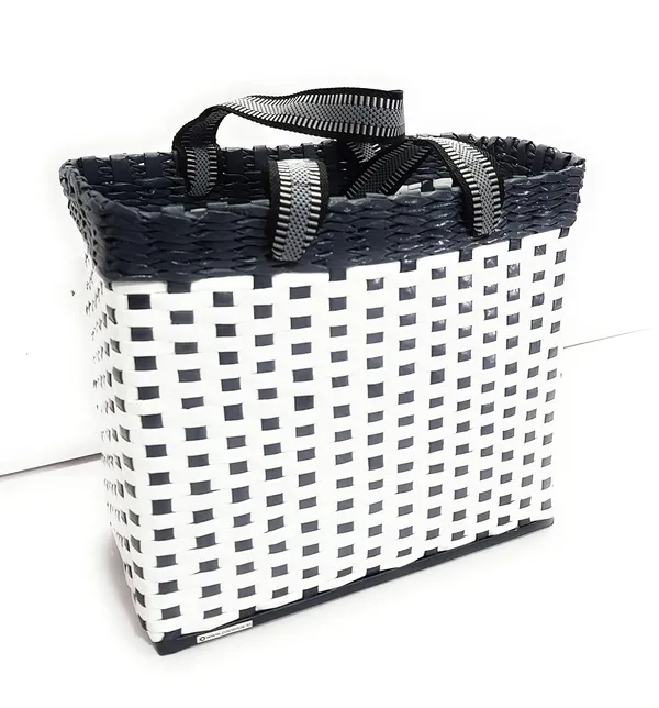 Sonas_Creation_Paperus,_SMALL,_COMPACT,_White_&_Grey_Lunch_Bag,_Carry_Bag,_Shopping_Bag,_Handbag,_Tiffin_Bag,_Eco-friendly,_Handmade,_of_Paper_Ropes_11_In_Tall_10_In_Length_5_In_Wide_Base