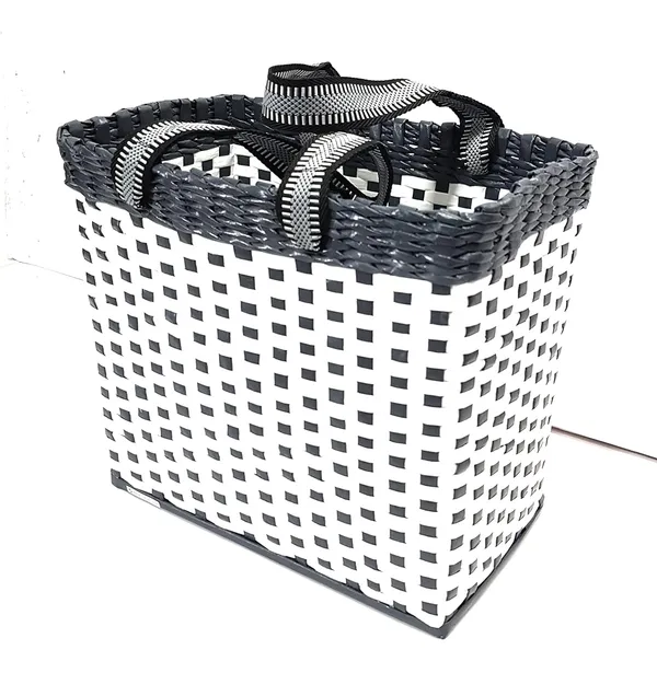 Sonas_Creation_Paperus,_SMALL,_COMPACT,_White_&_Grey_Lunch_Bag,_Carry_Bag,_Shopping_Bag,_Handbag,_Tiffin_Bag,_Eco-friendly,_Handmade,_of_Paper_Ropes_11_In_Tall_10_In_Length_5_In_Wide_Base