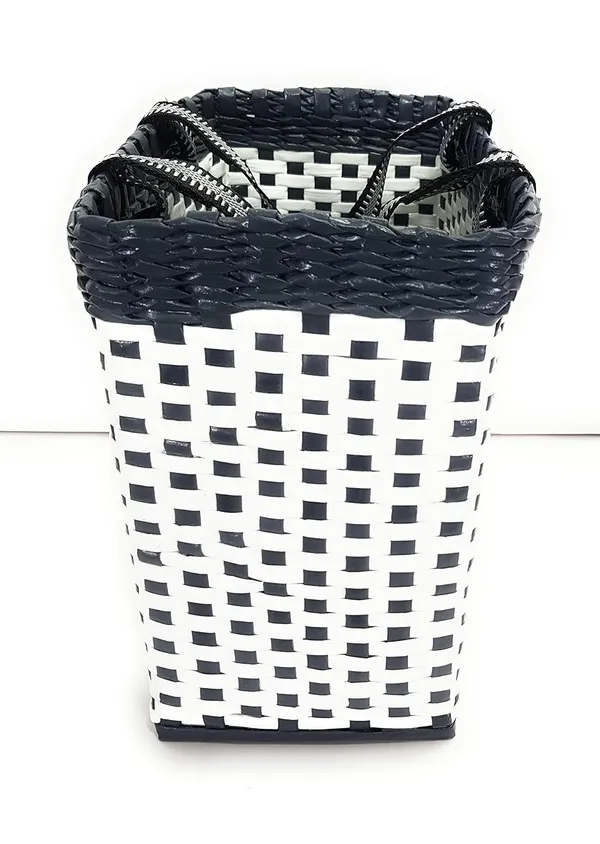 Sonas_Creation_Paperus,_SMALL,_COMPACT,_White_&_Grey_Lunch_Bag,_Carry_Bag,_Shopping_Bag,_Handbag,_Tiffin_Bag,_Eco-friendly,_Handmade,_of_Paper_Ropes_11_In_Tall_10_In_Length_5_In_Wide_Base