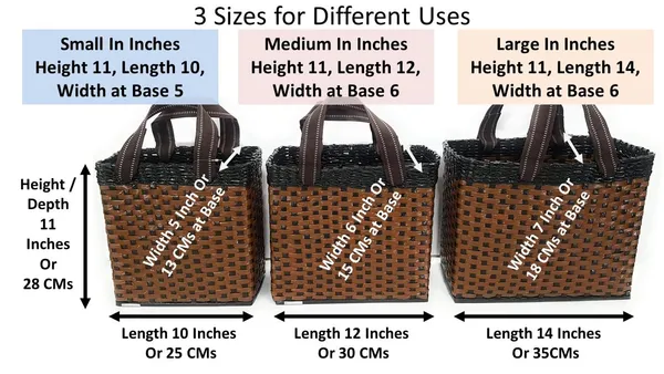 Sonas_Creation_PAPERUS_Re-usable_Small_Brown_Check_Carry_Bag_|_Shopping_Bag_|_Handbag_|_Tiffin_Basket_|_Lunch_Bag,_Eco-Friendly_Handmade_of_Paper_Ropes_11_in_Tall_10_in_Length_5_in_Wide_Base