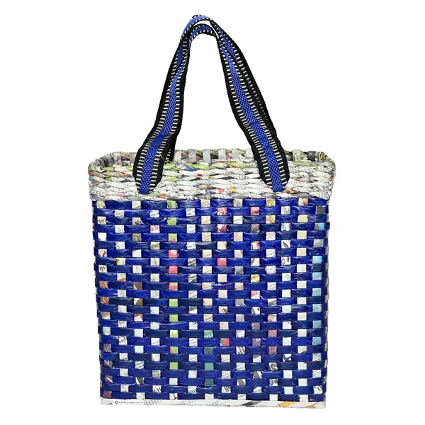 _Paperus_Re-usable_Small_Blue_Check_Tote,_Carry_Bag,_Shopping_Bag,_Handbag,_Tiffin_Basket,_Lunch_Bag,_Eco-friendly_Handmade_of_Paper_Ropes_11_In_Tall_10_In_Length_5_In_Wide_Base