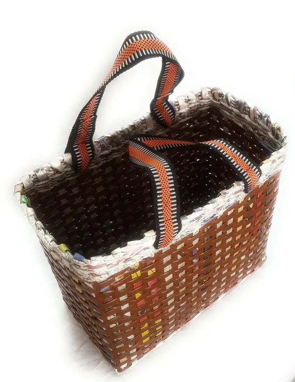 _Paperus,_Medium,_Brown_Check,_Lunch_Bag,_Picnic_Basket,_Carry_Bag,_Tiffin_Basket_for_Office,_Rectangular,_Eco-Friendly,_Handmade,_of_Paper_Ropes,_in_Inch_11_H,_12_L,_6_Wide_Base