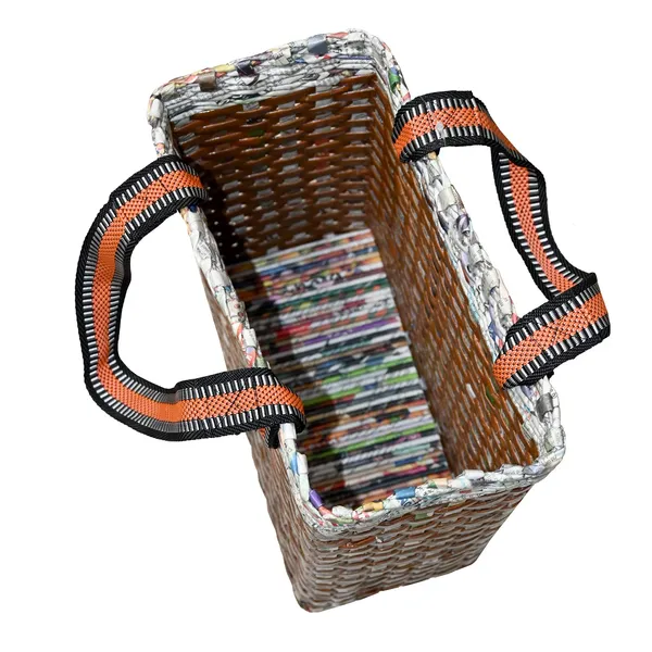 _PAPERUS_Re-usable_Small_Brown_Check_Carry_Bag_|_Shopping_Bag_|_Handbag_|_Tiffin_Basket_|_Lunch_Bag,_Eco-Friendly_Handmade_of_Paper_Ropes_11_in_Tall_10_in_Length_5_in_Wide_Base